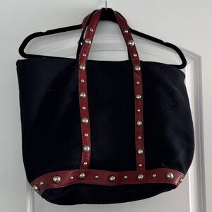 Vanessa Bruno Black Tote with Red Studded Straps